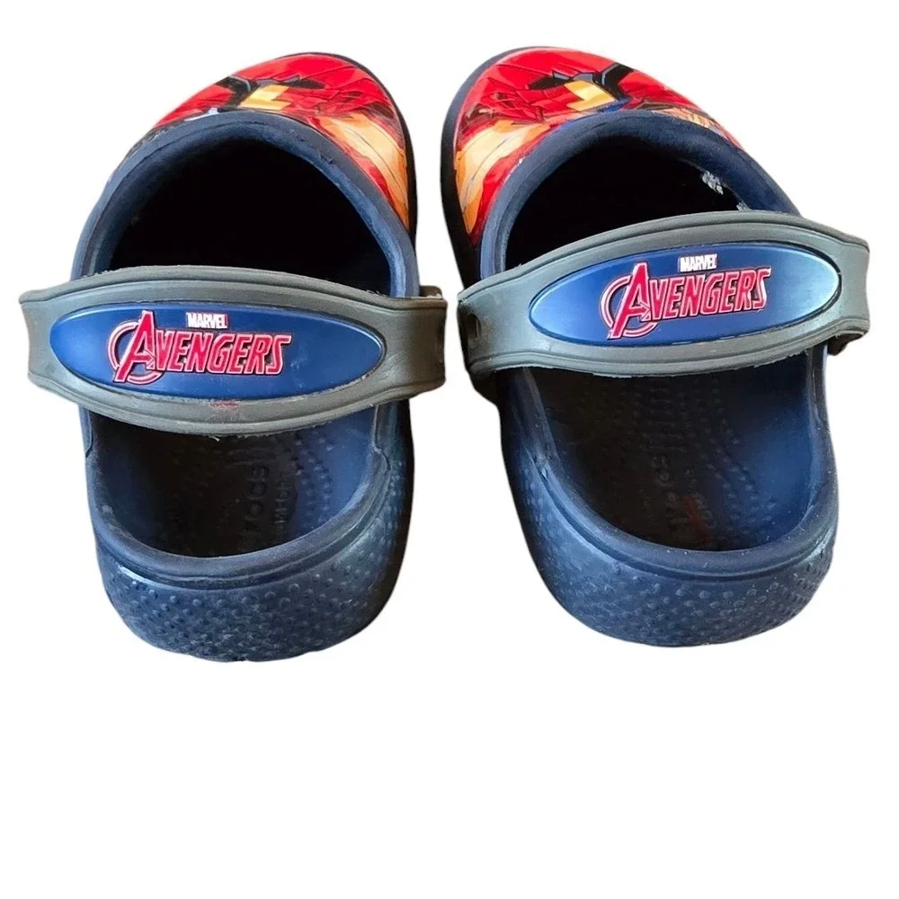 CROCS Comfort Kids Boy's C9 Slip On Marvel Avengers Clogs Shoes Red &‎ Blue